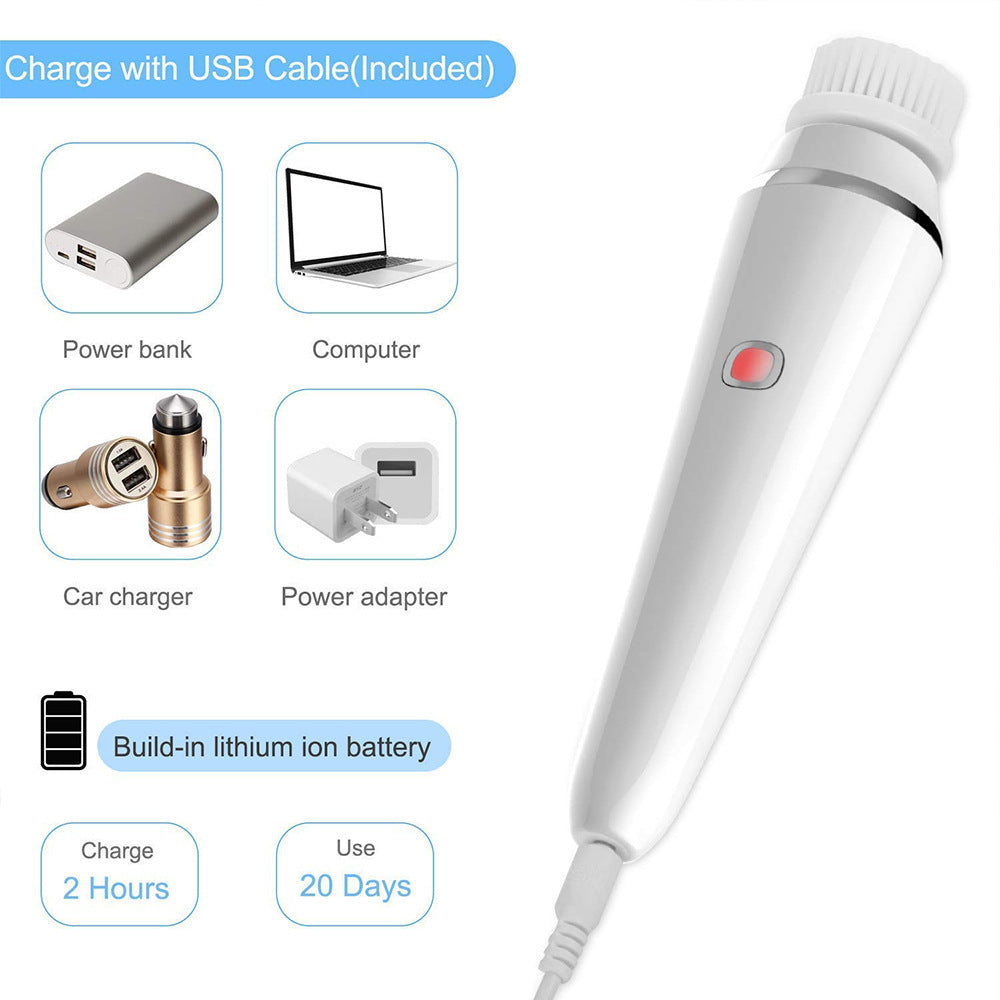 Multifunctional Electric Facial Cleansing Brush with 4 Heads