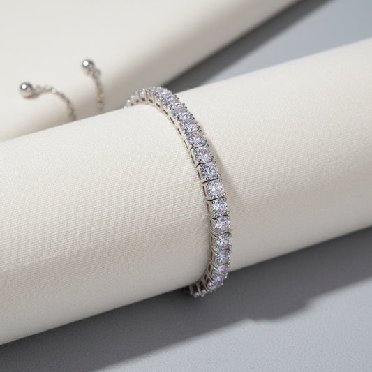 Adjustable Moissanite Tennis Bracelet Sterling Silver