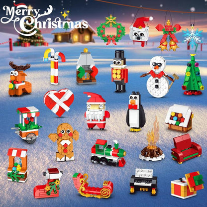 24 Days Christmas Countdown Ornaments Building Set with Hanging Christmas Tree, Wreath, Santa, Snowman, Gingerbread, Reindeer, Nutcracker Snowflakes Xmas Stocking Stuffer Decor Toy Gift for Kids Girl Boys Ages 6+
