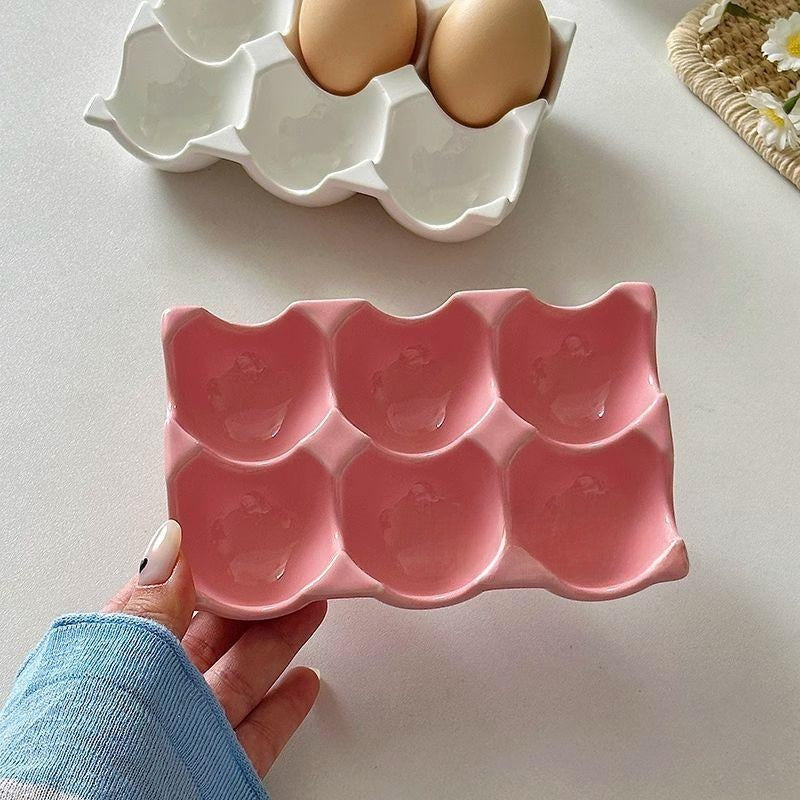 Korean-style ceramic egg tray plate