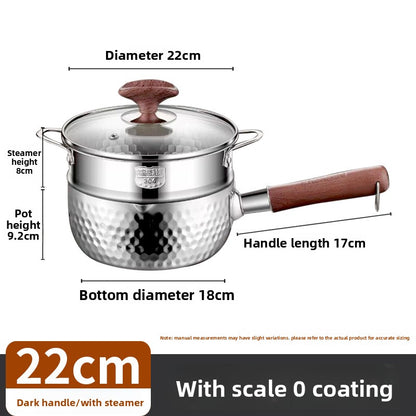 Japanese Style Walnut Handle Stainless Steel Milk Pot