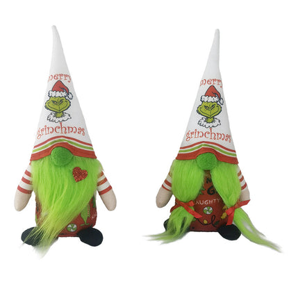 Christmas Grinch Doll Green Furry Monster Decor