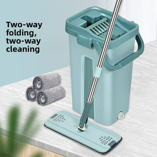 Scraper-Free Flat Mop with Bucket