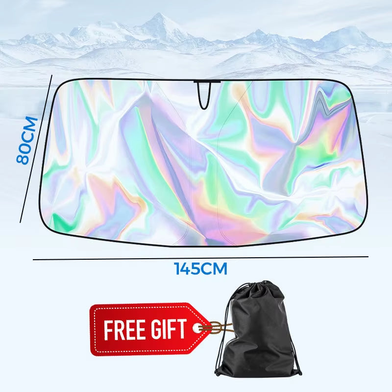 Car Sunshade for Windshield Foldable Laser Sunshade Summer Sun Protection Heat Insulation UV Ray Front Windshield Sunshade Panel