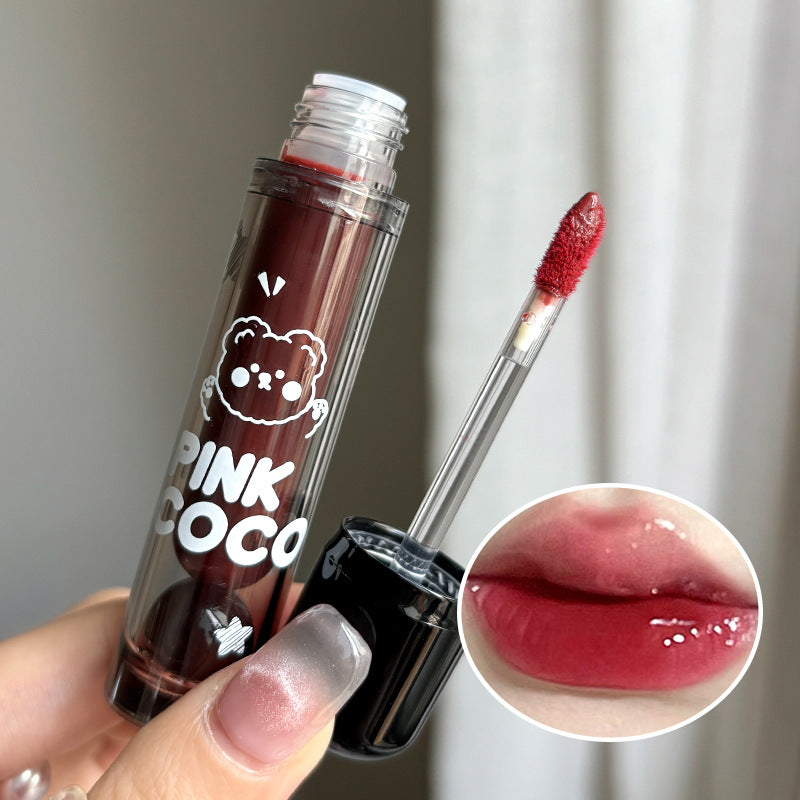 PINKCOCO bear doodle mirror lip glaze