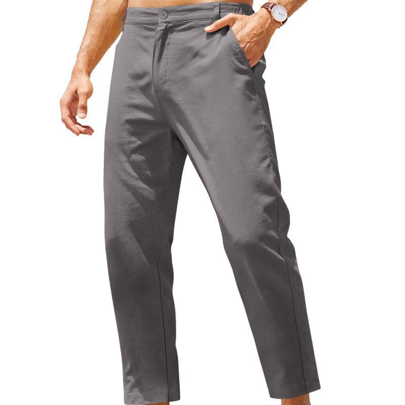 Lightweight casual men's cotton and linen trousers