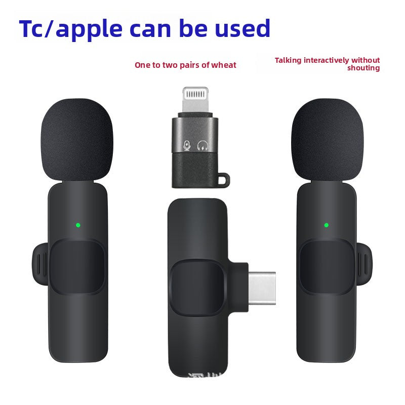 Cross-Border Wireless Lavalier Microphone One-To-Two Dual Microphone Radio Noise Reduction Outdoor Interview Conference Microphone Live Video