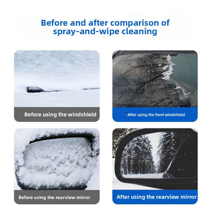 Car snow melting and de-icing spray