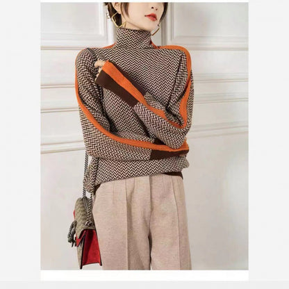 Wool-like high-neck knitted sweater