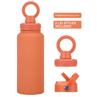 Large capacity straw thermos flask