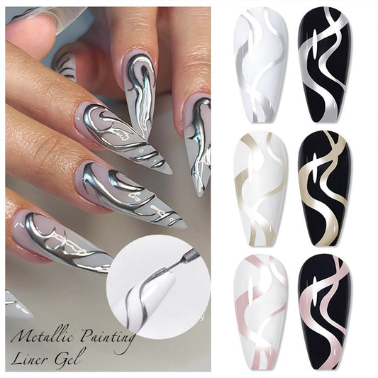 Nail art metal pull wire adhesive