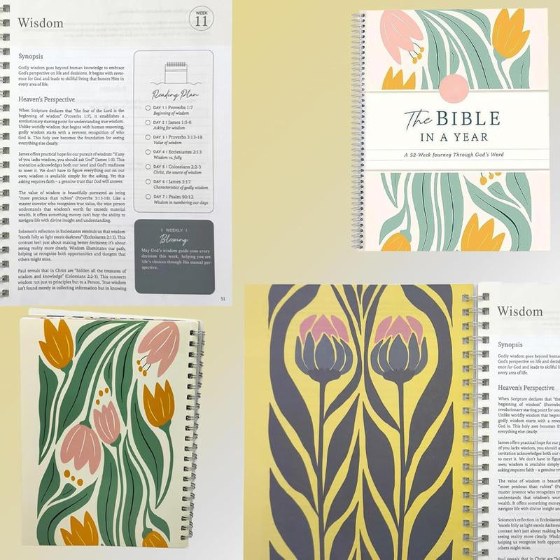 The Bible in a Year, 52-Week Study, a 365-Day Spiritual Journey with Daily Prayer and Notes, Ideal Faith Gift for Men and Women – Christian Workbook Journal Personalize Bible