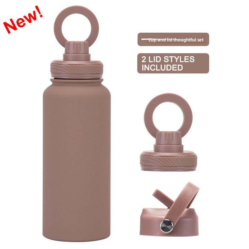 Large capacity straw thermos flask
