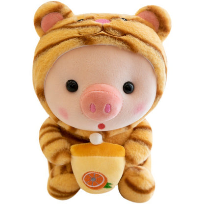 Milk bottle pig plush toy