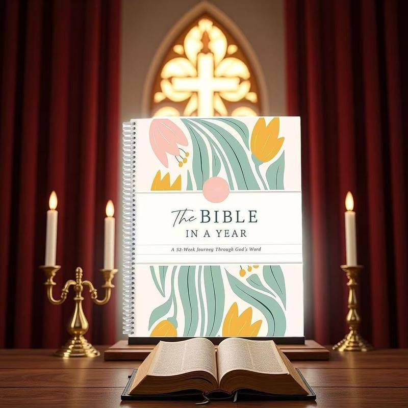 The Bible in a Year, 52-Week Study, a 365-Day Spiritual Journey with Daily Prayer and Notes, Ideal Faith Gift for Men and Women – Christian Workbook Journal Personalize Bible