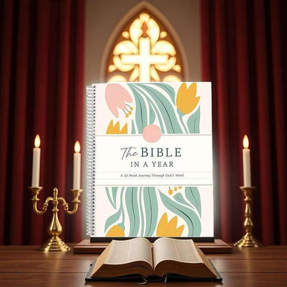 The Bible in a Year, 52-Week Study, a 365-Day Spiritual Journey with Daily Prayer and Notes, Ideal Faith Gift for Men and Women – Christian Workbook Journal Personalize Bible