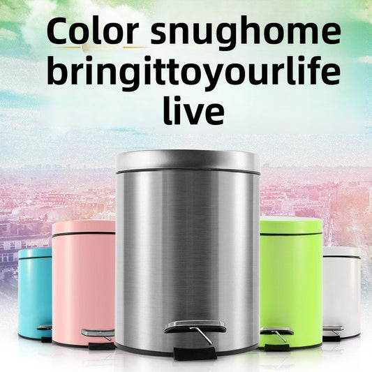 Round trash can with lid