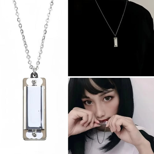 Mini Harmonica Necklace Men and Women Niche Design Sense Pendant Musical Can Blow the Sound Senior Creative Little Instruments