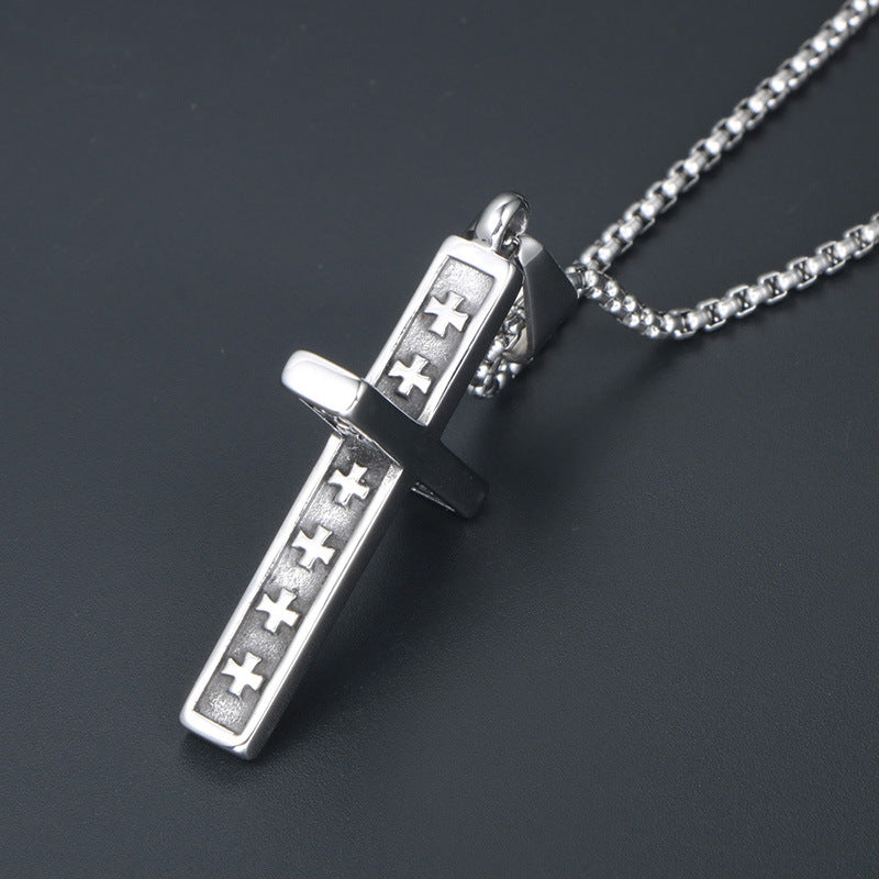 Retro Titanium Steel Cross Pendant Necklace