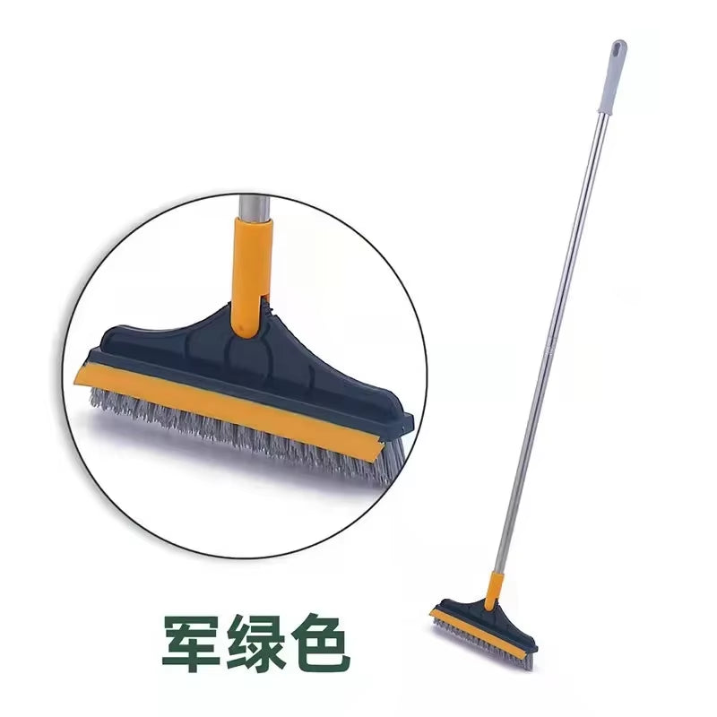 Floor Scrub Brush 2 in 1 Cleaning Brush Long Handle Removable Wiper Magic Broom Brush Squeegee Tile Kitchen Cleaning Tools