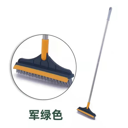 Floor Scrub Brush 2 in 1 Cleaning Brush Long Handle Removable Wiper Magic Broom Brush Squeegee Tile Kitchen Cleaning Tools