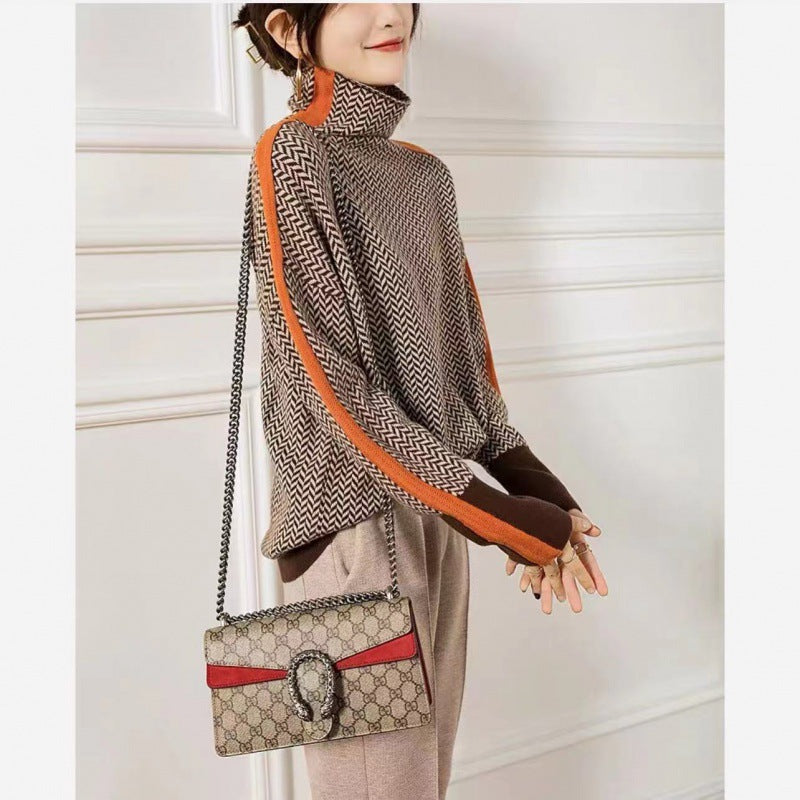 Wool-like high-neck knitted sweater
