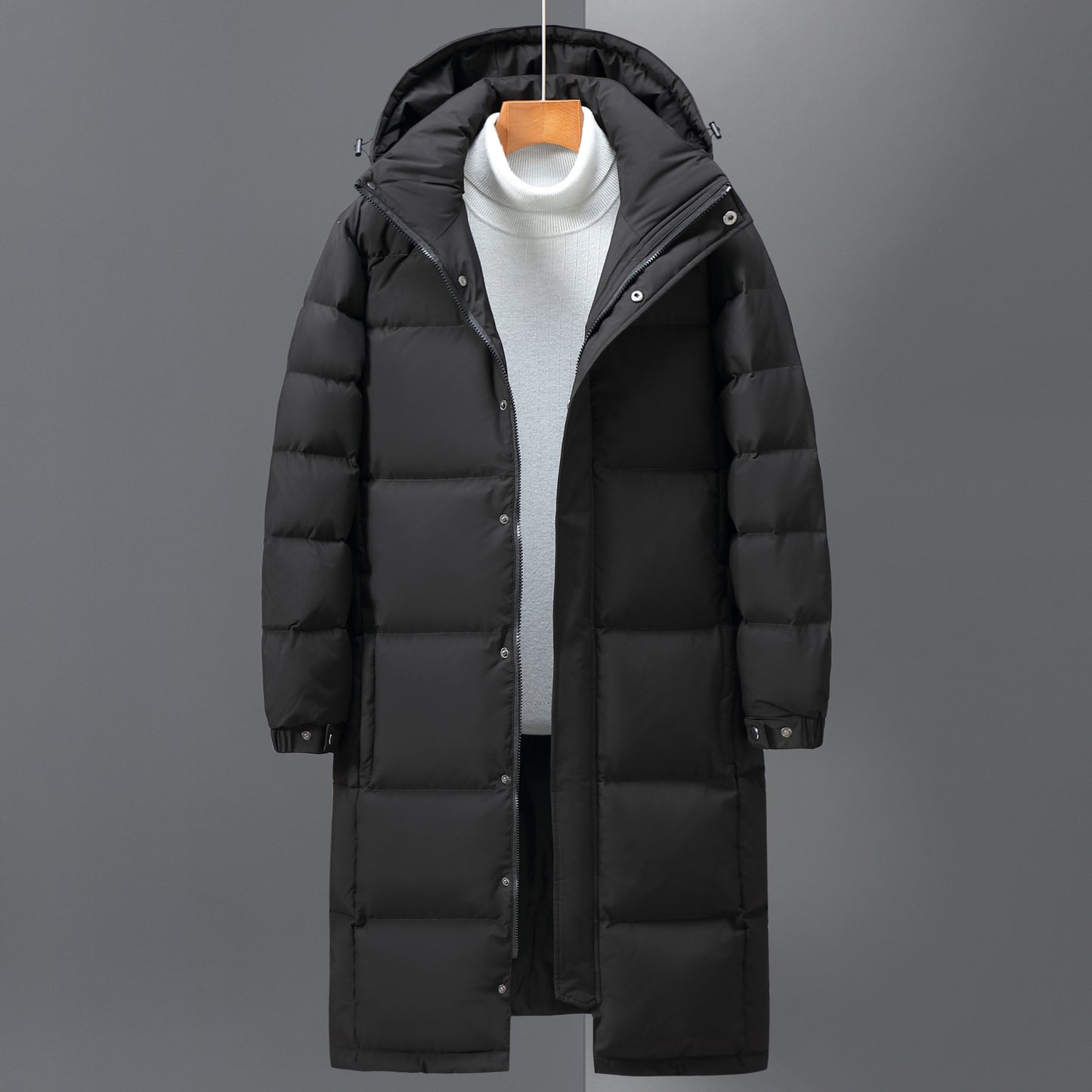 Mid-length men's down jacket