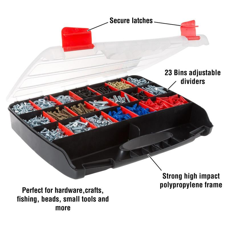 Stalwart Portable Storage Case - Secure Locks & 23 Compartmen