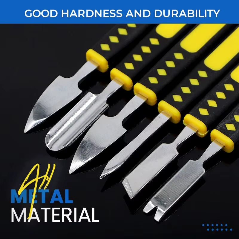 Metal Crowbar 6 Piece Set Mobile Phone Repair Tools Professional Non-Slip Metal Crowbar Metal Flat Soft Blade Crowbar Pry Opener