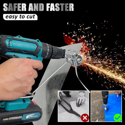 Electric Drill Plate Cutter Attachment Metal Double Headed Sheet Cutting Tool Cut Plate Punch Shears Drill for Copper Cutter