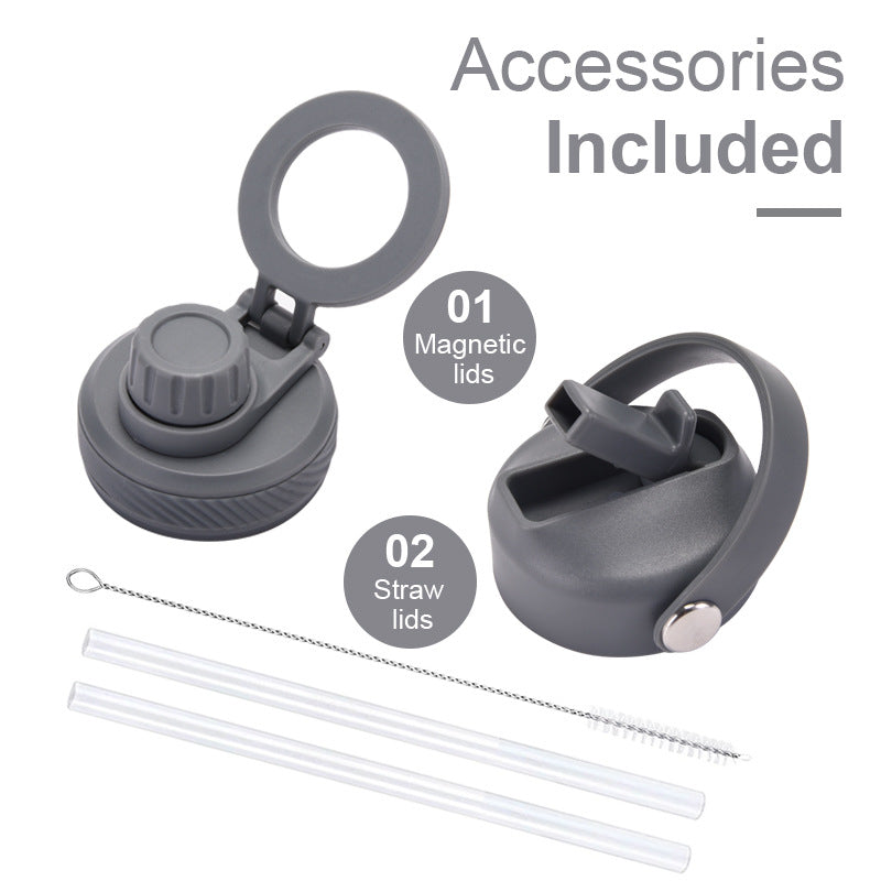 Large capacity straw thermos flask