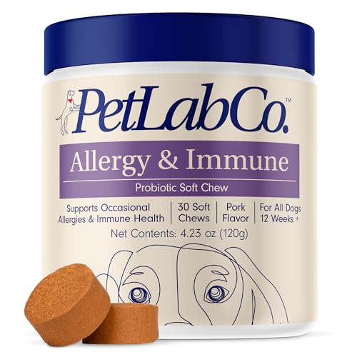 PetLab Co. Allergy & Immune Probiotics for Dogs, Support Seasonal Allergies, Gut & Digestive Health - Pork Flavor - 30 Soft Chews - Packaging May Vary