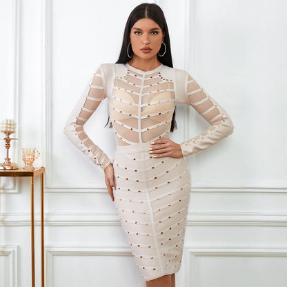 Elegant Beaded Bandage Dress