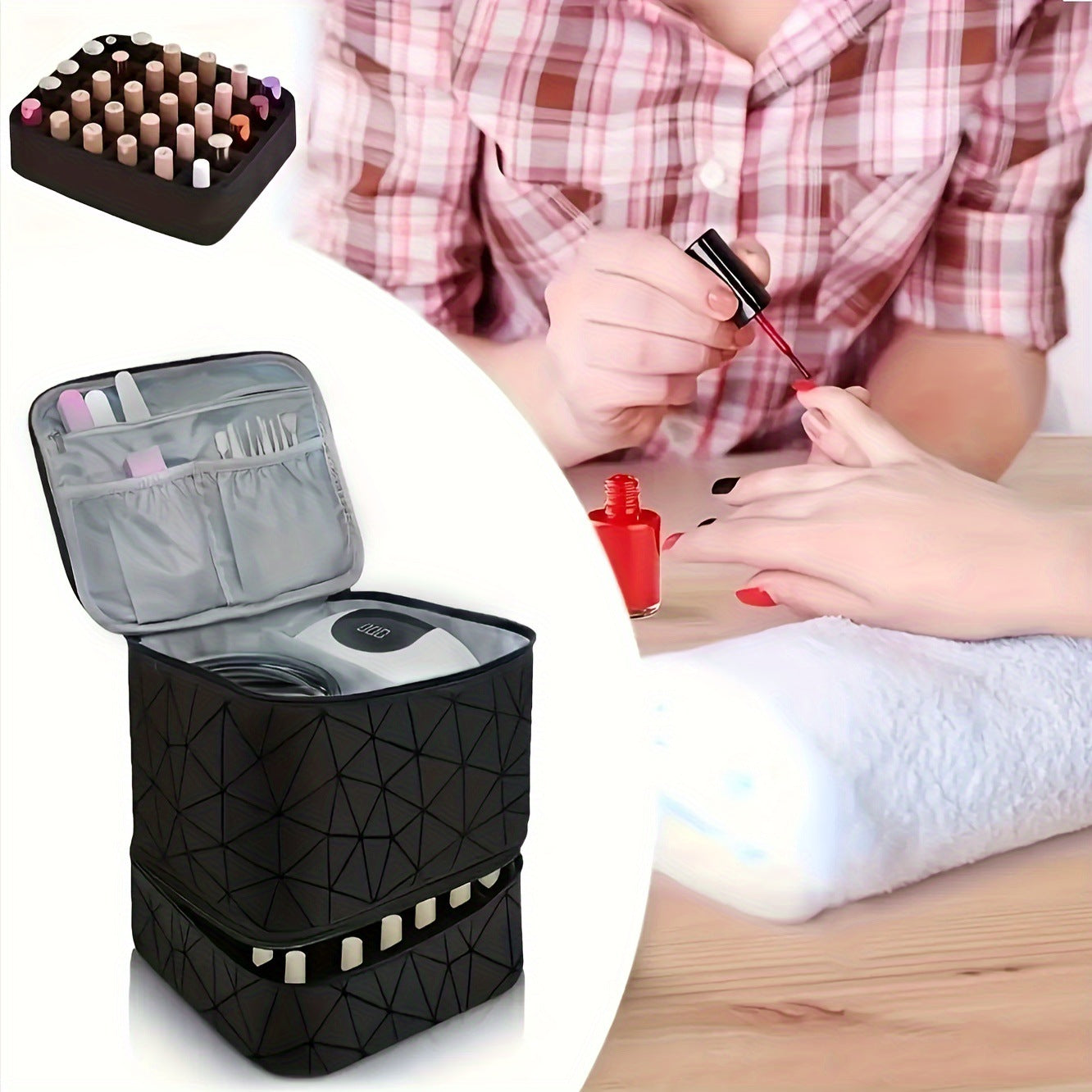 Double Layer Portable Cosmetic Toiletry Storage Bag