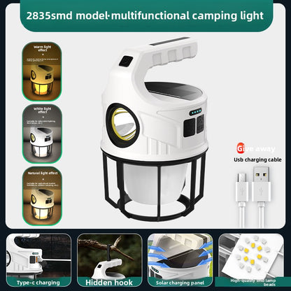 Solar-powered outdoor rechargeable camping light