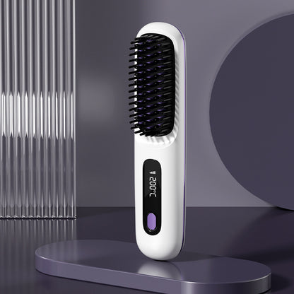 LCD Display USB Rechargeable Ceramic Hair Straightener Comb