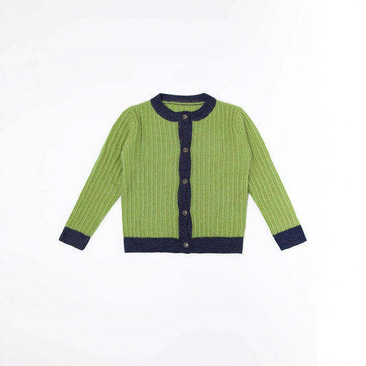 Color Block Mohair Knit Cardigan