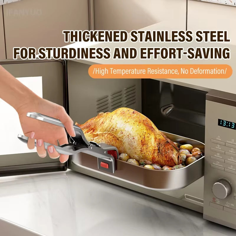 Stainless Steel Gripper Clips Hot Dish Plate Anti-Scald Clip Non-Slip Bowls Clamp Holder for Frying Pans Air Fryer Steamers Oven