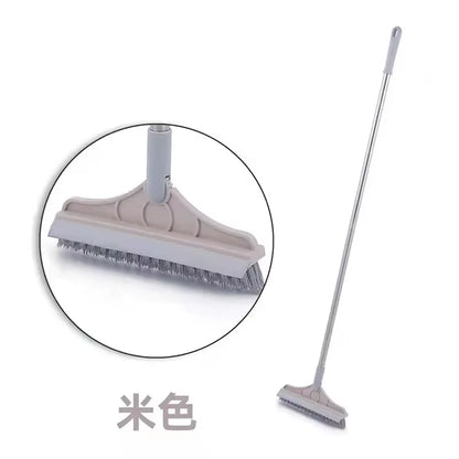 Floor Scrub Brush 2 in 1 Cleaning Brush Long Handle Removable Wiper Magic Broom Brush Squeegee Tile Kitchen Cleaning Tools