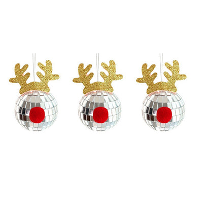 Mirror Elk Horn Christmas Ball Tree Decoration Pendant