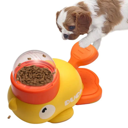 Dog Food Feeder Cartoon Duck Design Pet Snack Puzzle Feeder Anti-Slip Puppy Automatic Dog Cat Food Dispenser Toy