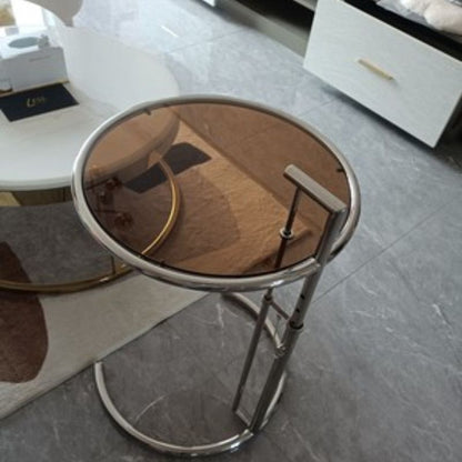 Stainless steel glass-edged liftable coffee table