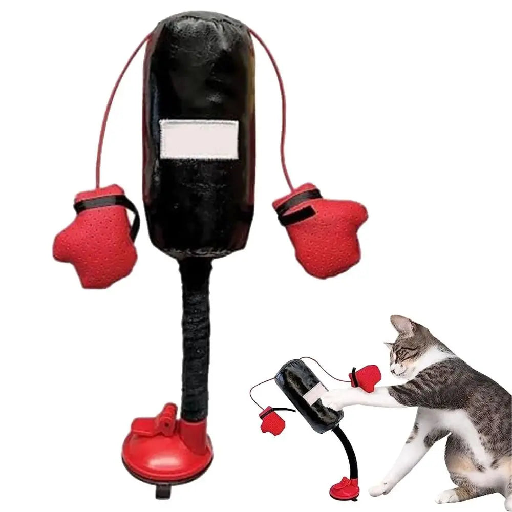 New Cartoon Cat Punching Bag Toy Indoor Kitten Cat Boxing Toy for Bored Indoor Adult Cats with Boxing Gloves Pet Supplies
