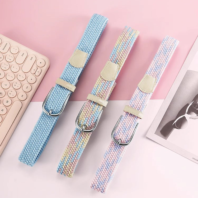 Adjustable Elastic Braided Canvas Belt