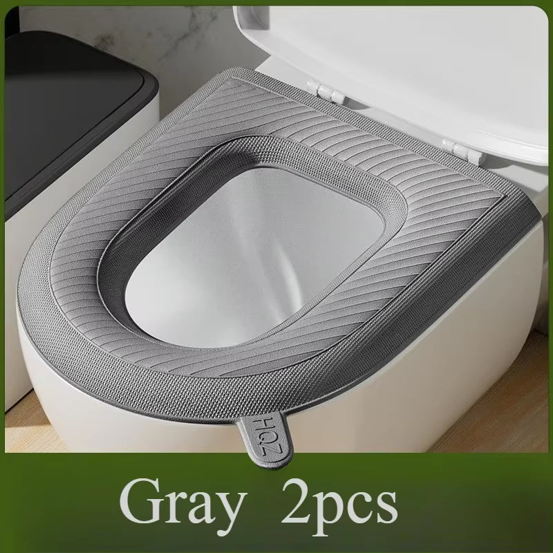 2Pcs High Foam Waterproof Toilet Seat Wash-Free Washable Toilet Seat Cover Toilet Seat in Winter Lovely Wind