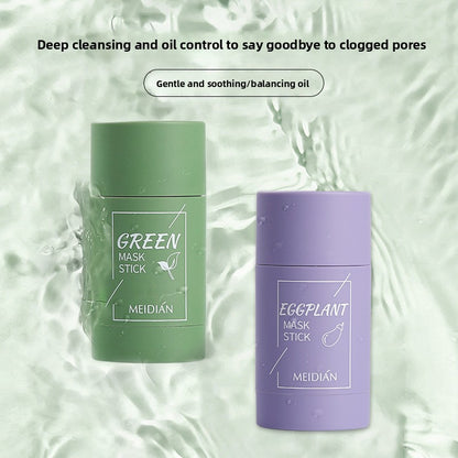 charming green tea cleaning solid mask eggplant deep cleansing  solid mask