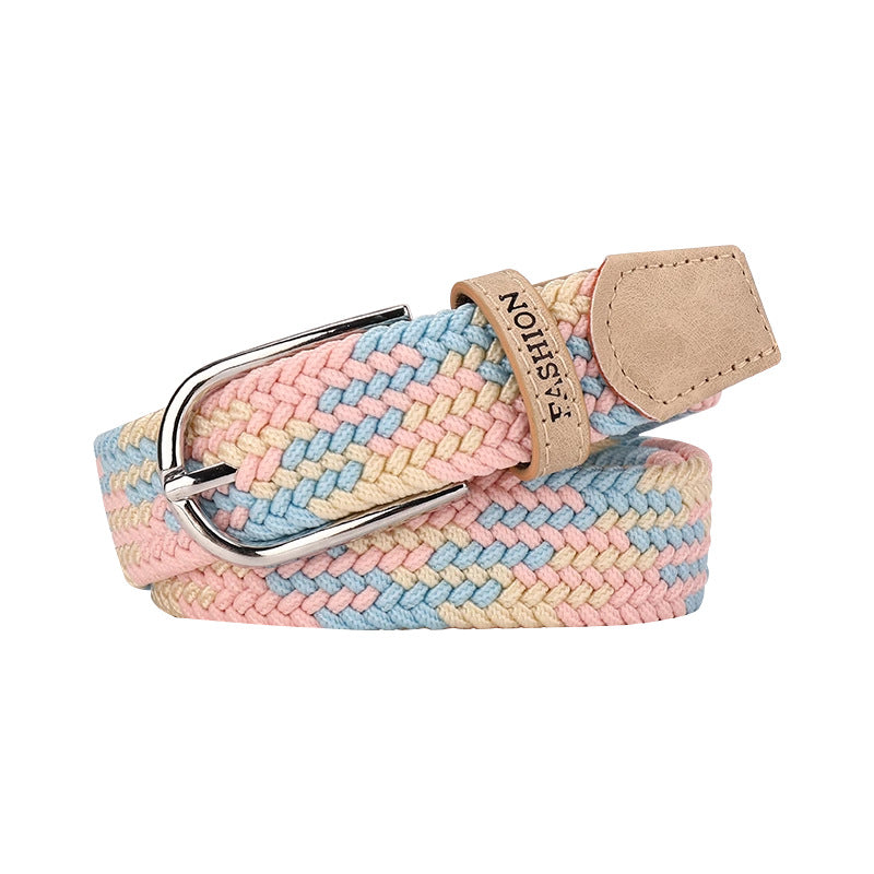 Adjustable Elastic Braided Canvas Belt