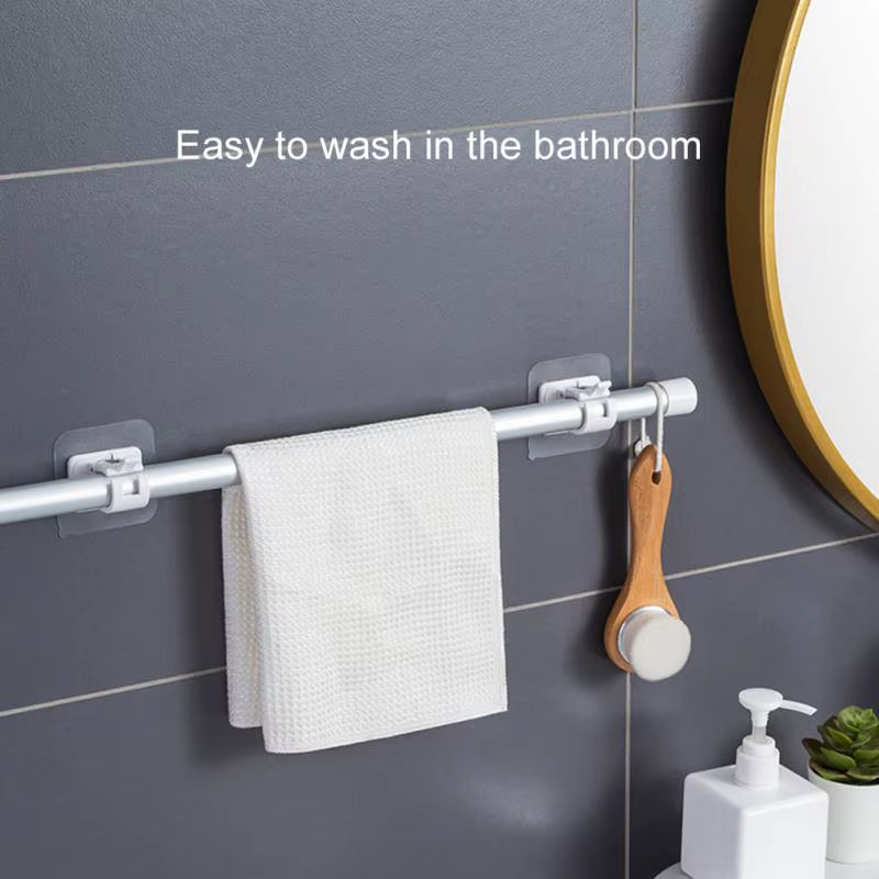 Plastic White Hanging Curtain Rods Home Clamp Hooks Bathroom Shower Curtain Rod Fixed Clip Wall Hooks