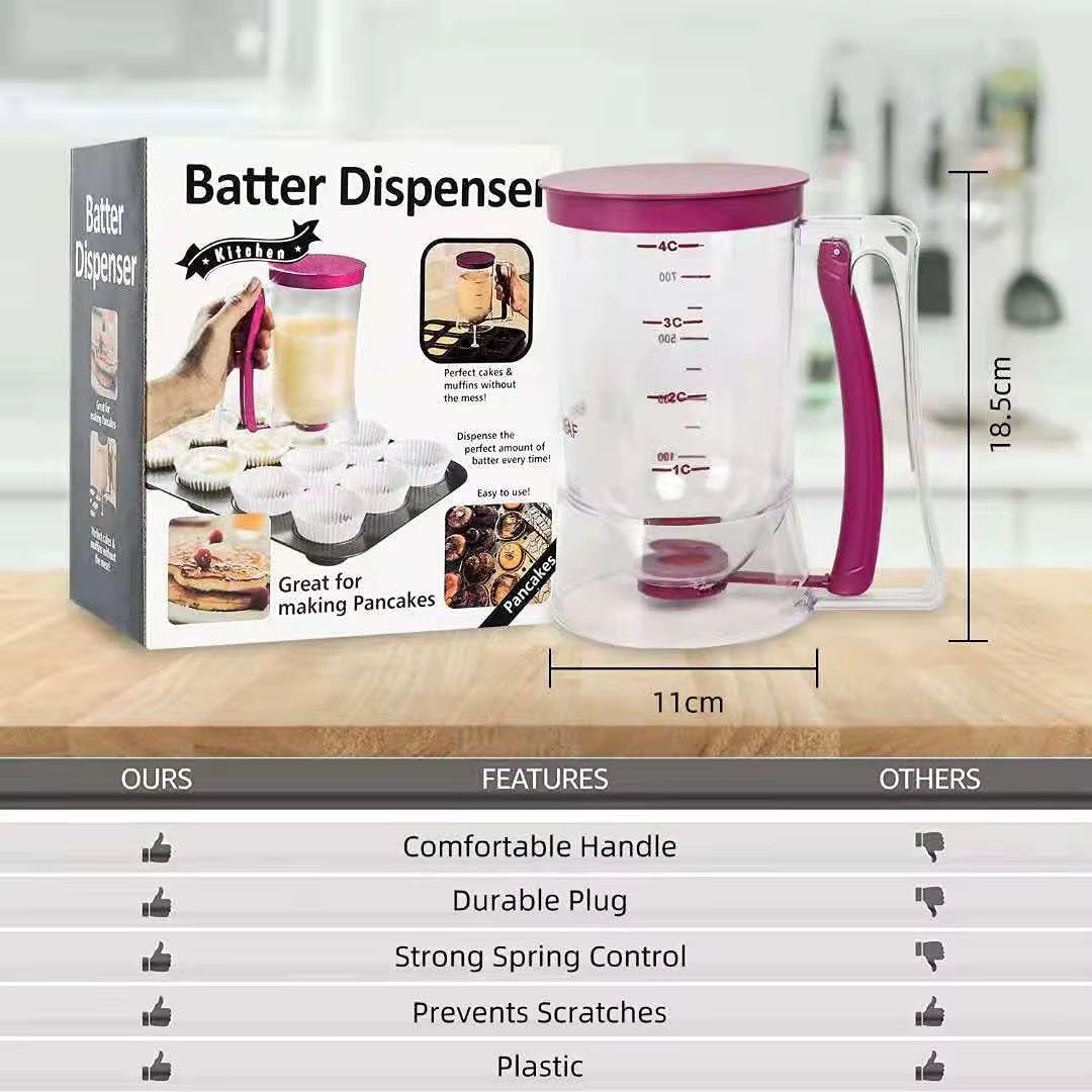Batter Separator Cupcakes Pancakes Cookie Cake Waffles Batter Flour Paste Dispenser Cream Measuring Cup Kitchen Baking Tools
