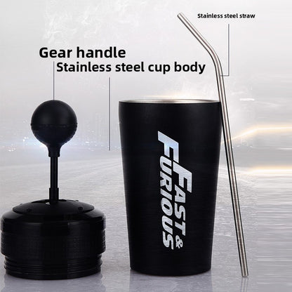 New Vacuum 304 Stainless Steel Car Fun Gear Cup Straw Coffee Cup Kidsren's Passion Straw Fun Cup